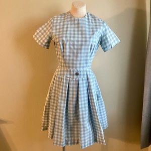1940s/50s Light Blue Plaid Dress